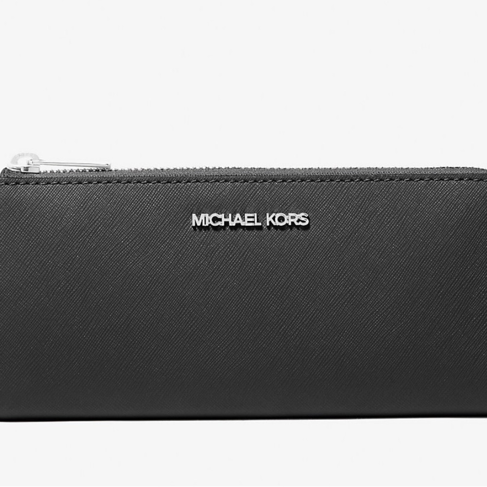 Jet Set Travel Large Saffiano Leather Quarter-Zip Wallet